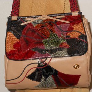 CARLO FIORI OF ITALY MULTI-COLOR GENUINE LETHER SHOULDER BAG